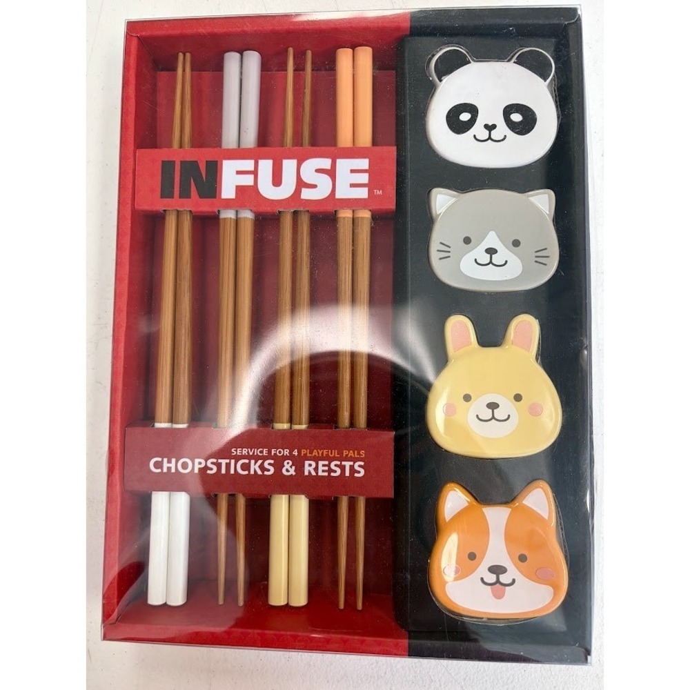 Infuse 4 Collection Chopsticks and Rests Set NEW Dmg Box